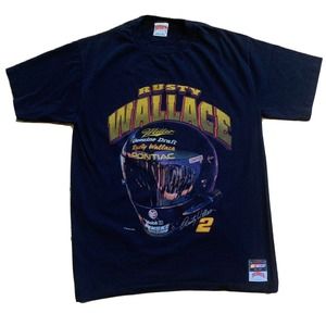 Vintage Rusty Wallace NASCAR Nutmeg Mills T-Shirt Size Adult L, Made In USA